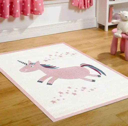 Livone Kinderteppich Einhorn rosa creme, Größe: 120 x 180 cm
