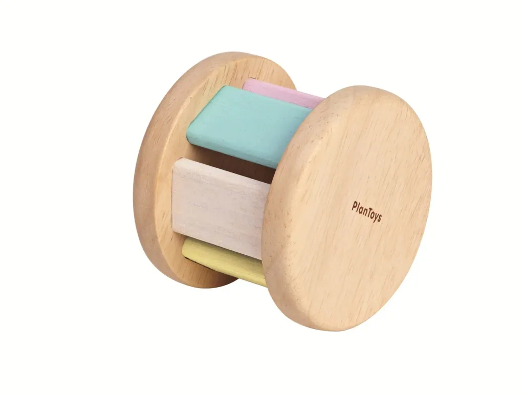 Plan Toys - Krabbelspielzeug - Walze pastell, Gummibaumholz