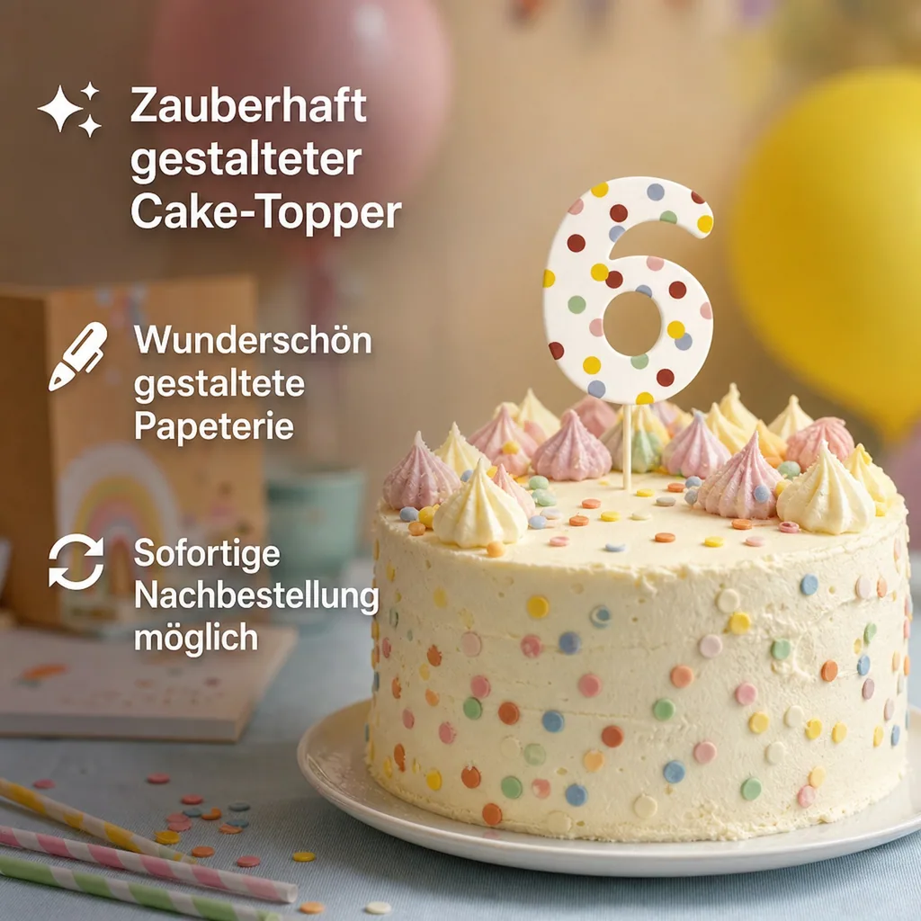 Ava & Yves Cake Topper Zahl "6"