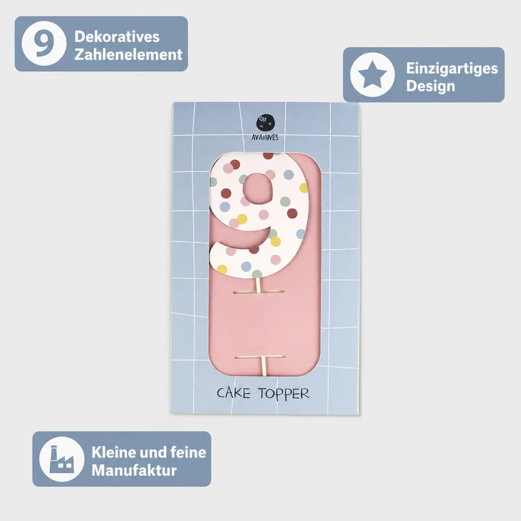 Ava & Yves Cake Topper Zahl "9"