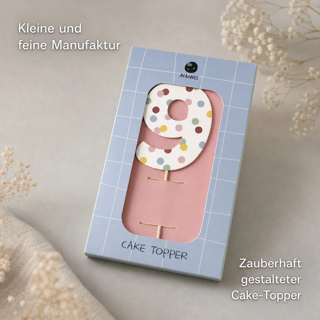 Ava & Yves Cake Topper Zahl "9"