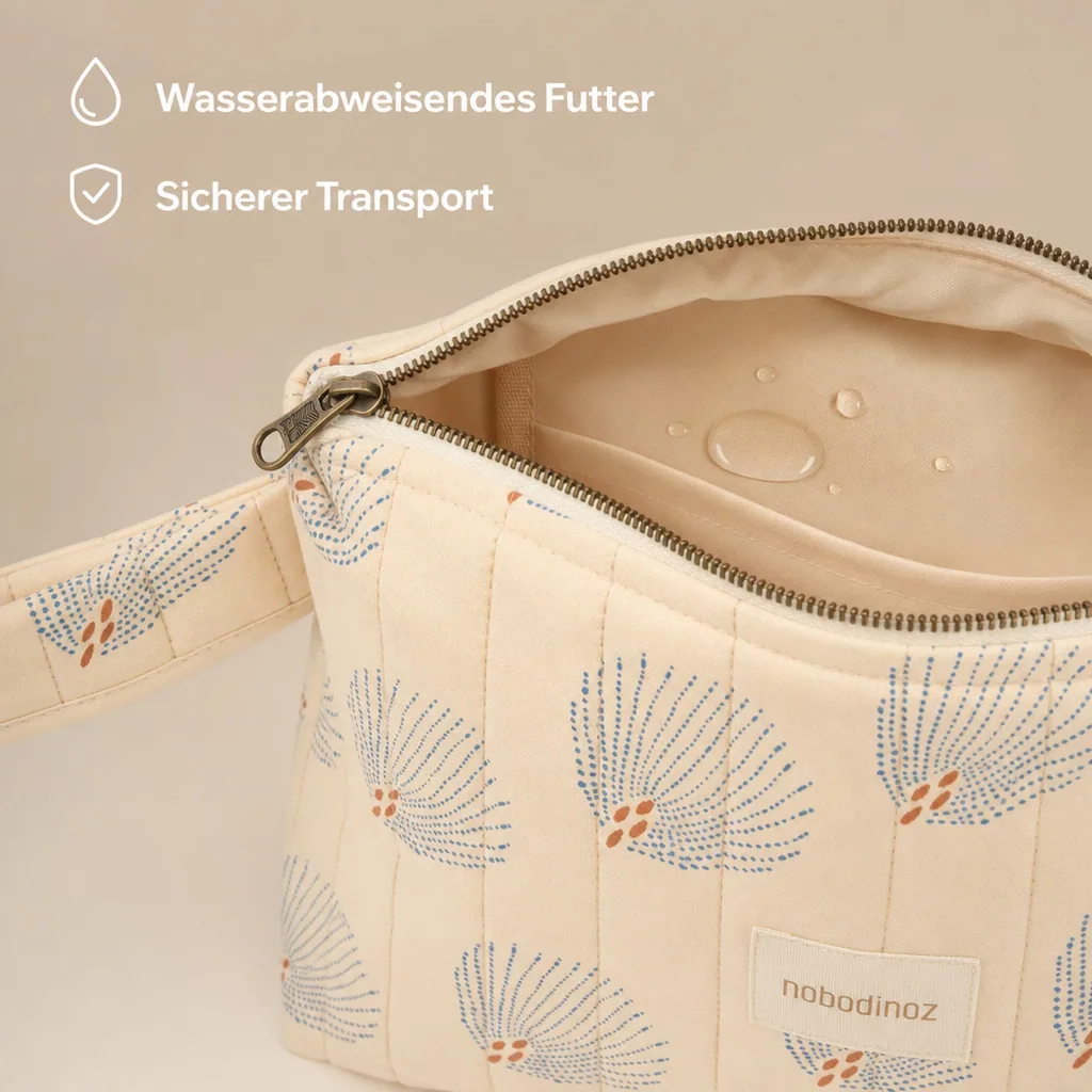 Nobodinoz STORIES Kosmetiktasche, Kulturtasche, 30 x 18 x 7 cm, Farbe: Blauer Gatsby/ Creme