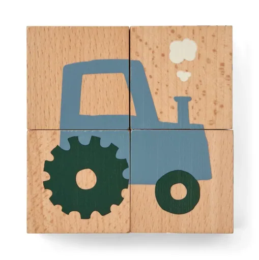 Liewood Puzzle, Holz Puzzle, Holzwürfel - Aage, Farbe: Vehicle / Nature