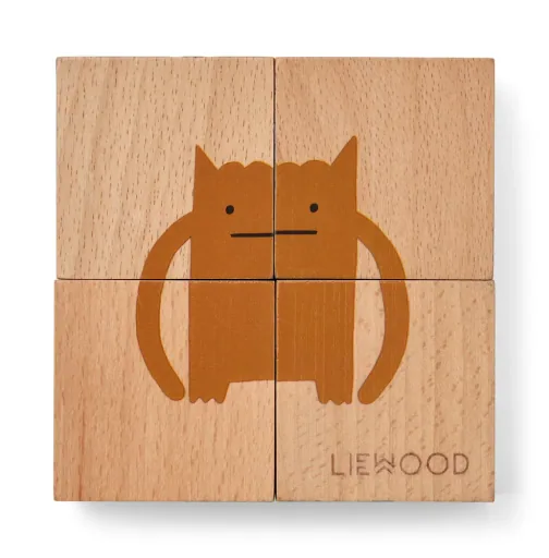 Liewood Puzzle, Holz Puzzle, Holzwürfel - Aage, Farbe: Vehicle / Nature