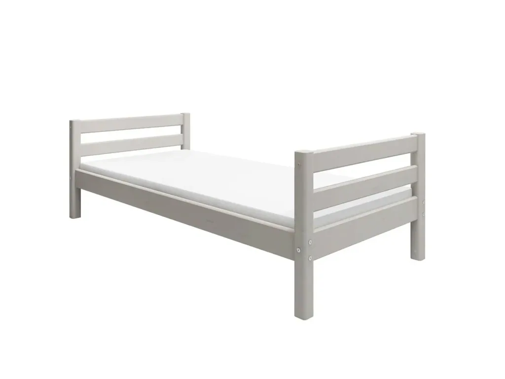 FLEXA Einzelbett, Juniorbett - Classic, Massivholz Kiefer, 90x200 cm, Integrierter Lattenrost, Farbe: Grau gewaschene Kiefer