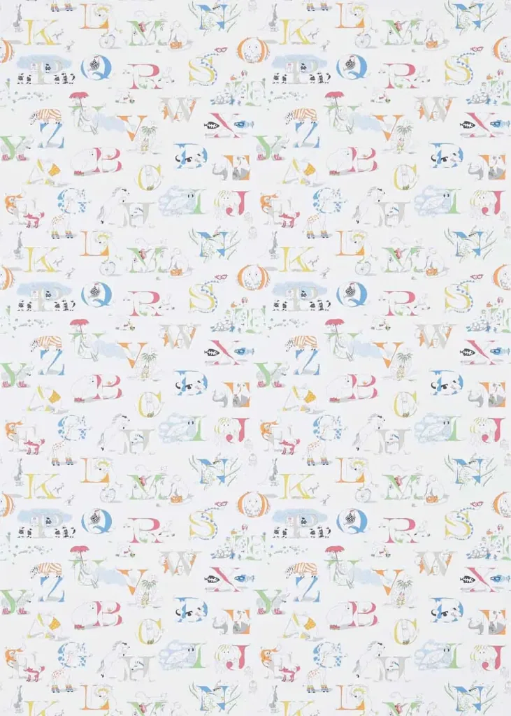 Little Sanderson Abracazoo Motivstoff Alphabet creme Rainbow