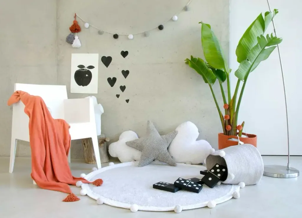 Lorena Canals Teppich rund Baumwolle Bubbly grau
