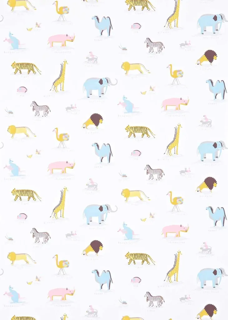 Little Sanderson Abracazoo Motivstoff Safari Tiere creme rosa grau
