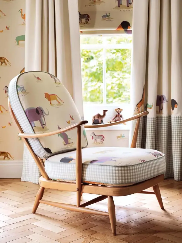 Little Sanderson Abracazoo Motivstoff Safari Tiere creme rosa grau