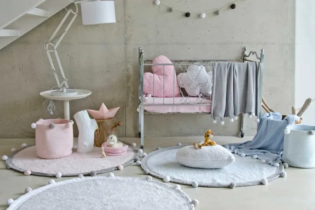 Lorena Canals Teppich rund Baumwolle Bubbly rosa