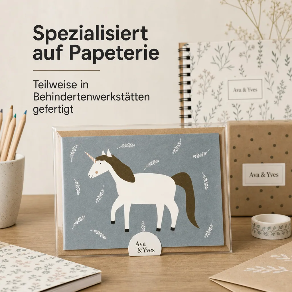 Ava & Yves Postkarte Einhorn weiss
