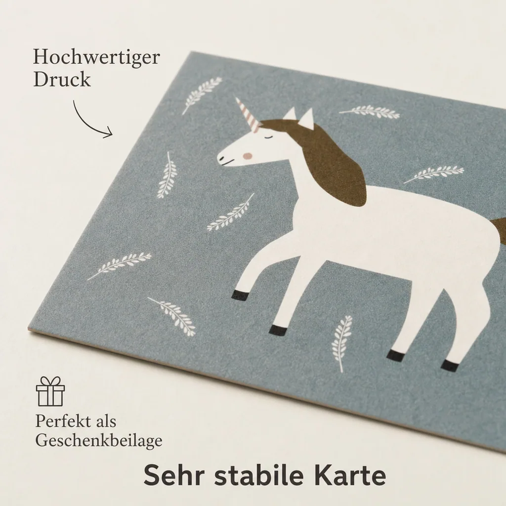 Ava & Yves Postkarte Einhorn weiss