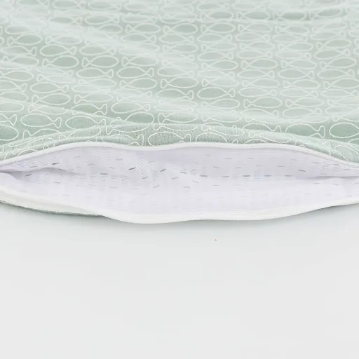 Träumeland Liebmich Baby Schlafsack, Schlummersack, Innenschlafsack - Fische Mint, Grösse: 62/68