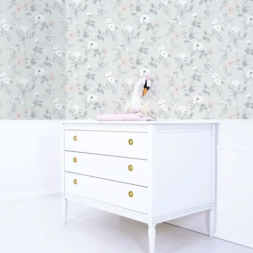 Lilipinso Vlies Tapete Rosen Blüten mint