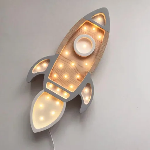 little lights Led Deko Kinderlampe Rakete grau