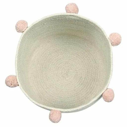 Lorena Canals Aufbewahrungskorb Bubbly natur Pom Poms rosa