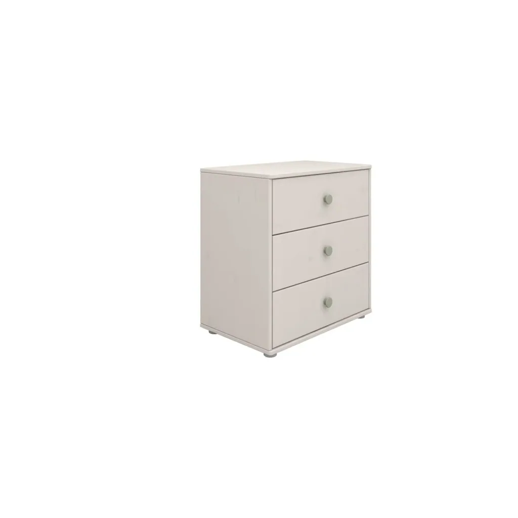 Flexa Kommode - Classic, mit 3 Schublade, 72x74,5 cm, Farbe: Grau gekalkt / Grau gekalkt / Naturgrün