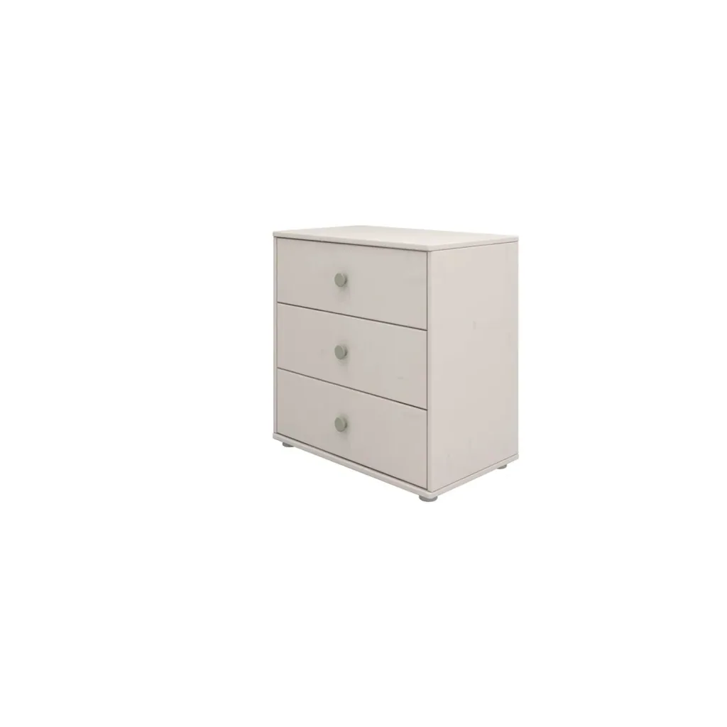 Flexa Kommode - Classic, mit 3 Schublade, 72x74,5 cm, Farbe: Grau gekalkt / Grau gekalkt / Naturgrün