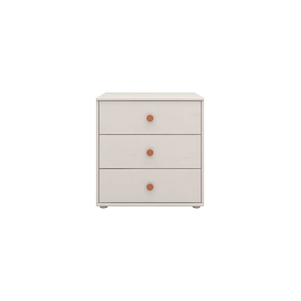 Flexa Kommode - Classic, mit 3 Schublade, 72x74,5 cm, Farbe: Grau gekalkt / Grau gekalkt / Rouge