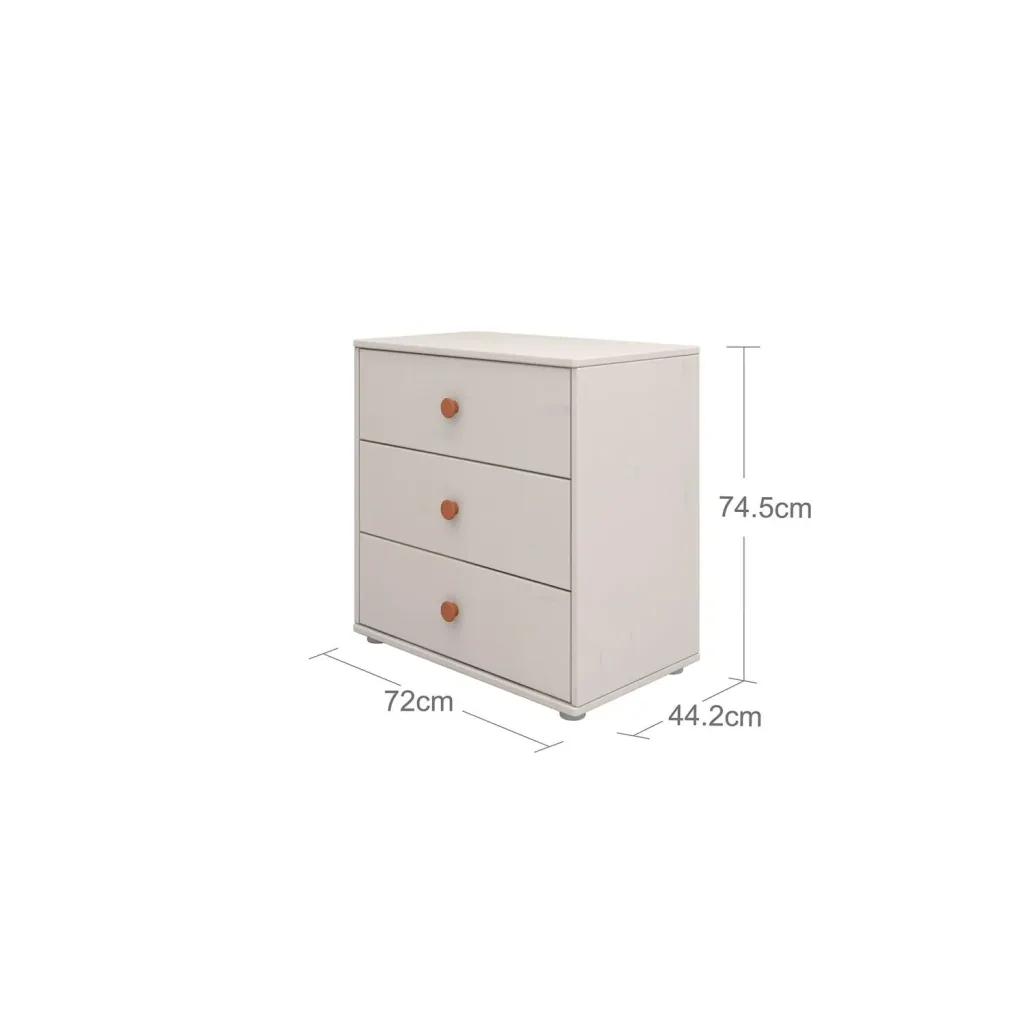 Flexa Kommode - Classic, mit 3 Schublade, 72x74,5 cm, Farbe: Grau gekalkt / Grau gekalkt / Rouge