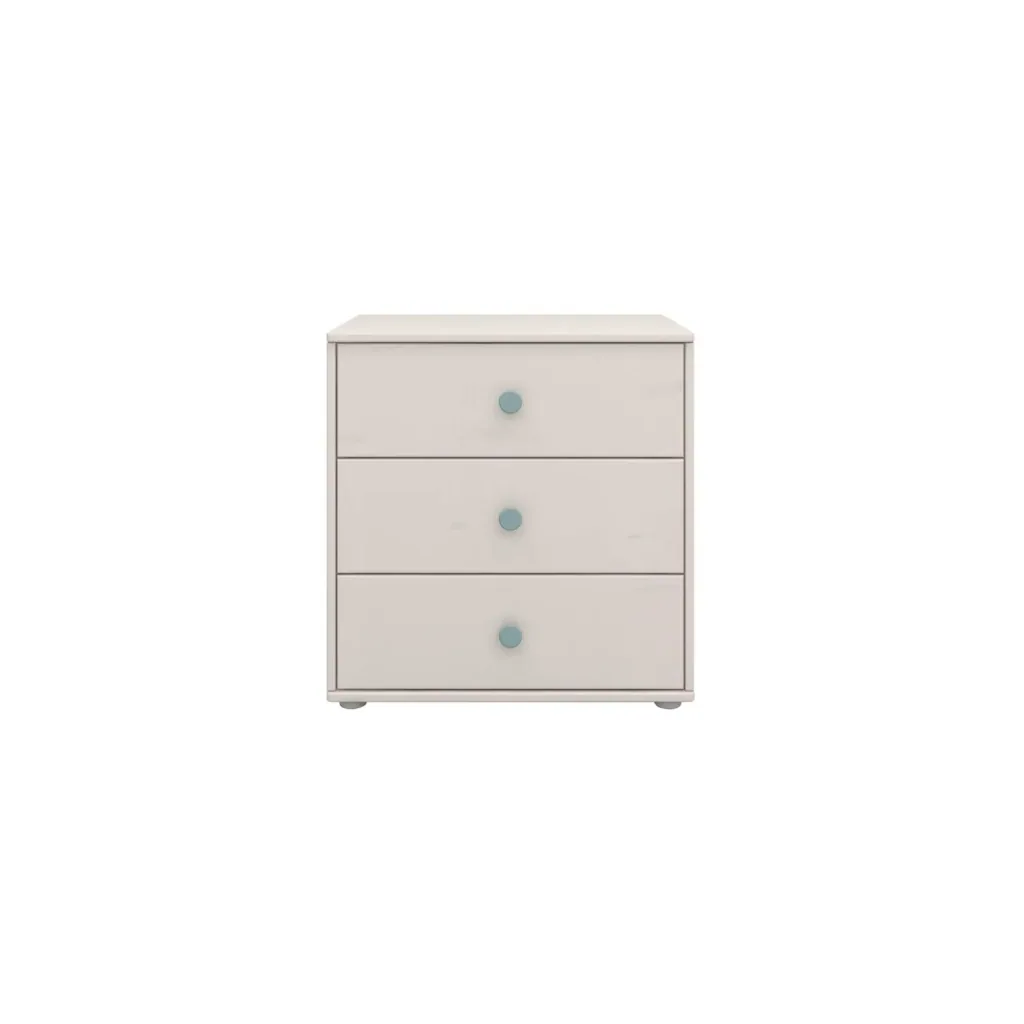 Flexa Kommode - Classic, mit 3 Schublade, 72x74,5 cm, Farbe: Grau gekalkt / Grau gekalkt / Türkis