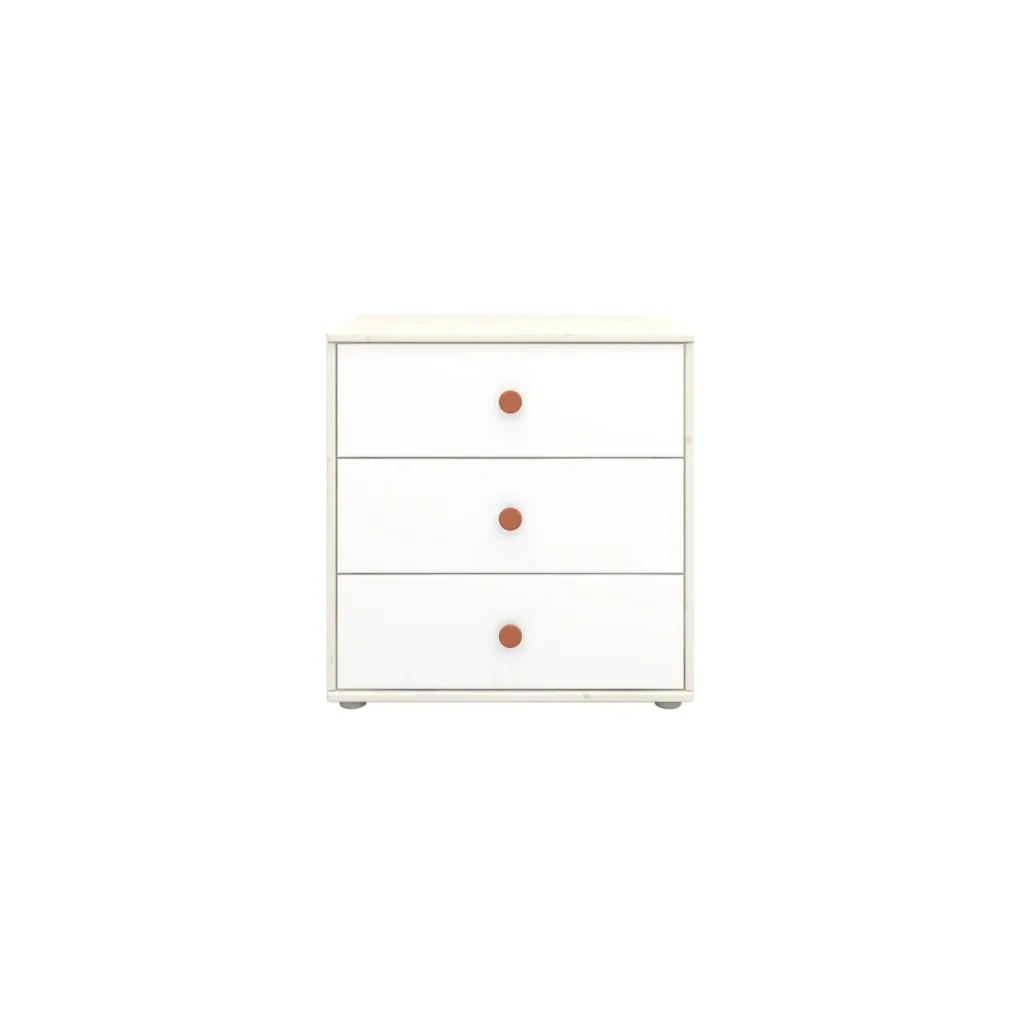 Flexa Kommode - Classic, mit 3 Schublade, 72x74,5 cm, Farbe: Weiß gekalkt / Weiß / Rouge