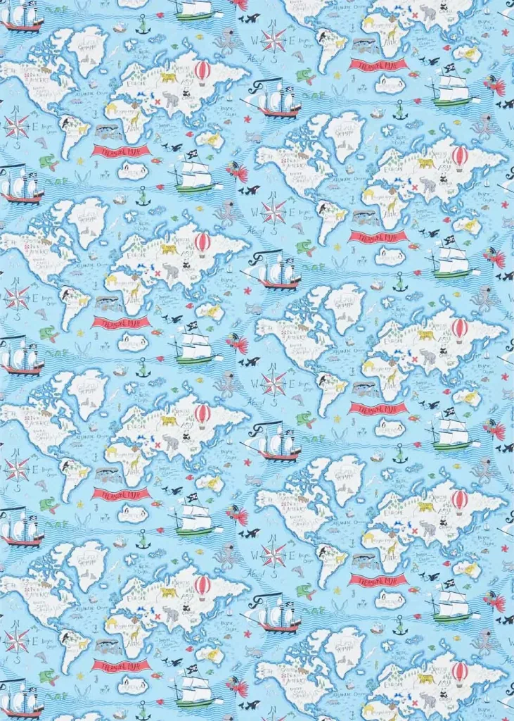 Little Sanderson Abracazoo Tapete Weltkarte blau