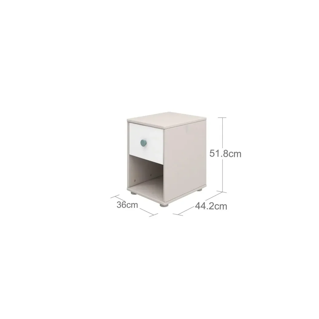 Flexa Kommode - Classic, mit 1 Schublade, 36x51,8 cm, Farbe: Grau gekalkt / Weiß / Türkis