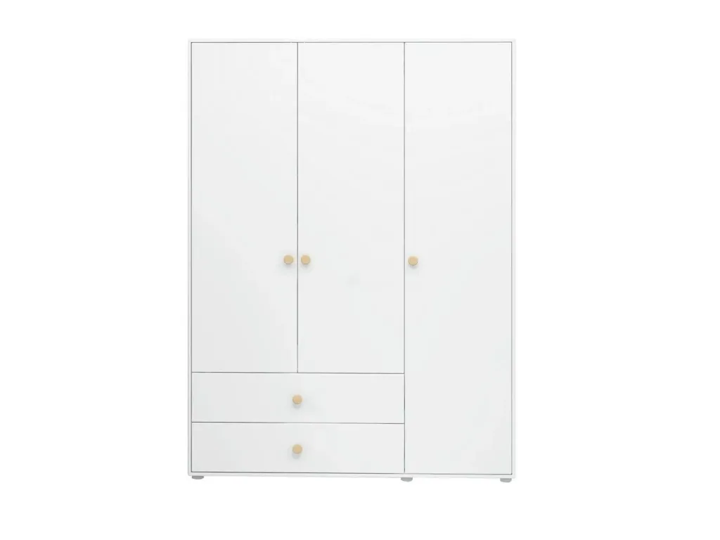 Flexa Kleiderschrank - Roomie, 3 Türen + 2 Schubladen, Farbe: Weiß/Eiche