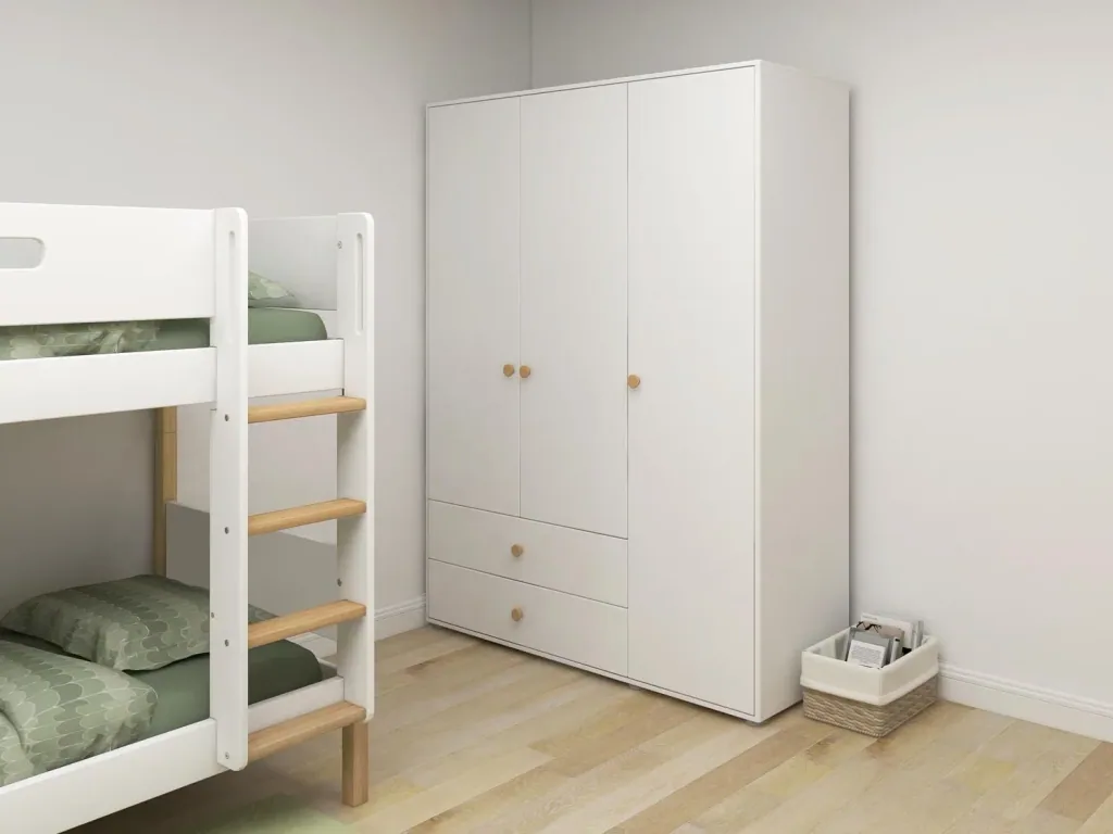 Flexa Kleiderschrank - Roomie, 3 Türen + 2 Schubladen, Farbe: Weiß/Eiche