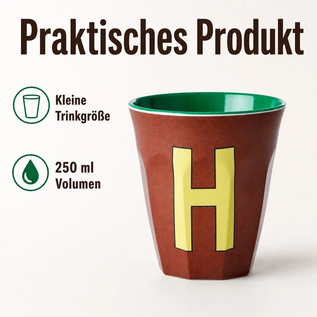 RICE Becher - H, 250 ml, Melamine, Farbe: braun
