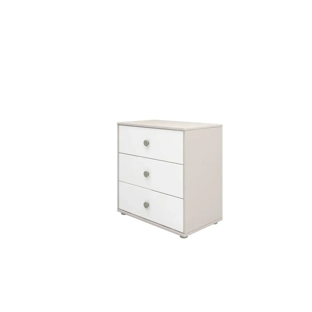 Flexa Kommode - Classic, mit 3 Schublade, 72x74,5 cm, Farbe: Grau gekalkt / Weiß / Naturgrün