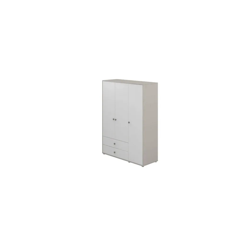 Flexa Kleiderschrank - Classic, 150x202,5 cm, Farbe: Grau gekalkt / Weiß / Türkis