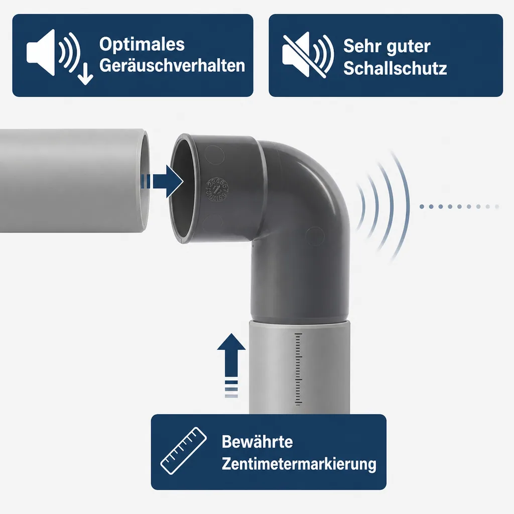 HT Rohr 40, Siphonanschlusswinkel DN/OD 40/30, Abwasserrohr, Metall Kunststoff