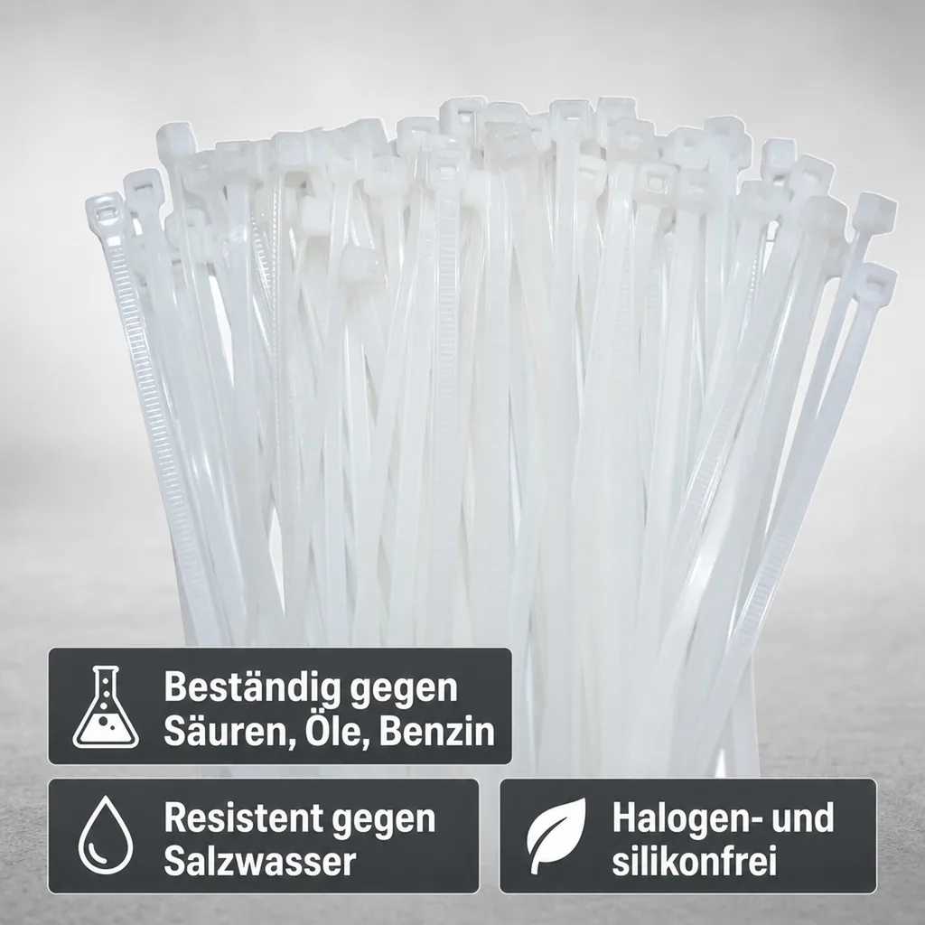 Kabelbinder, 100 Stück, 370x4,8mm natur, PA6.6 Kunststoffbinder