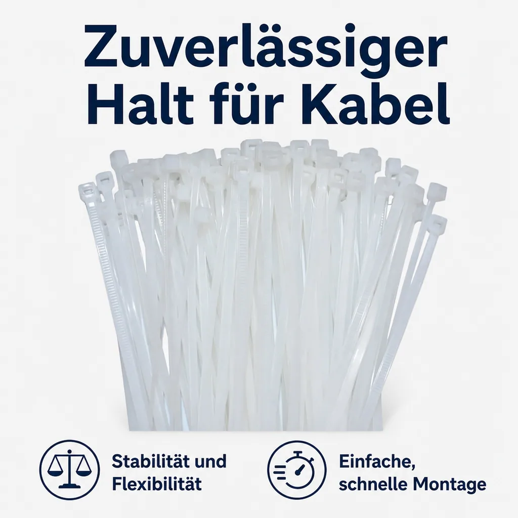 Kabelbinder, 100 Stück, 370x4,8mm natur, PA6.6 Kunststoffbinder