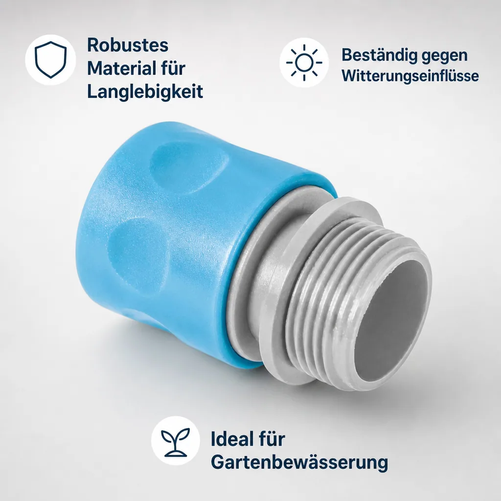 Schnellkupplung 3/4 Zoll, Außengewinde, Gartenschlauch Kupplung, Wasseranschluss