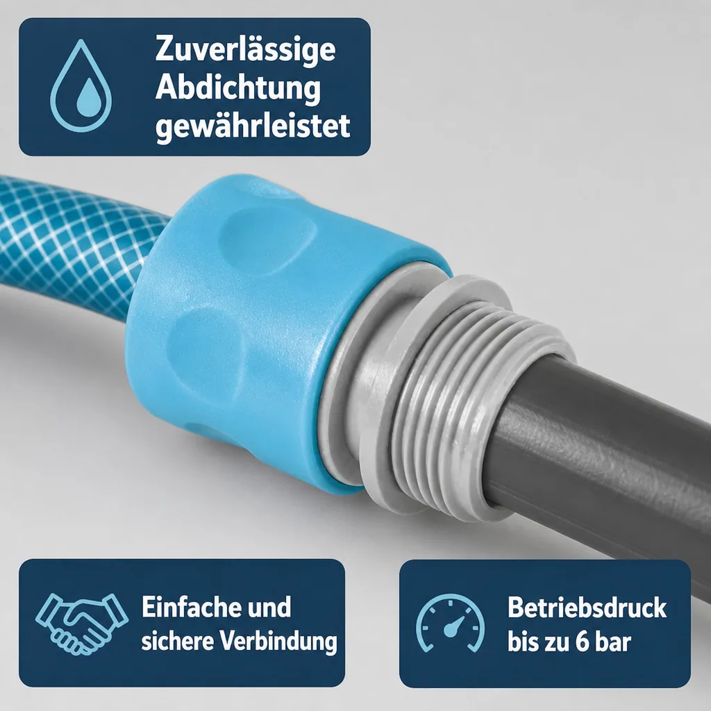 Schnellkupplung 3/4 Zoll, Außengewinde, Gartenschlauch Kupplung, Wasseranschluss