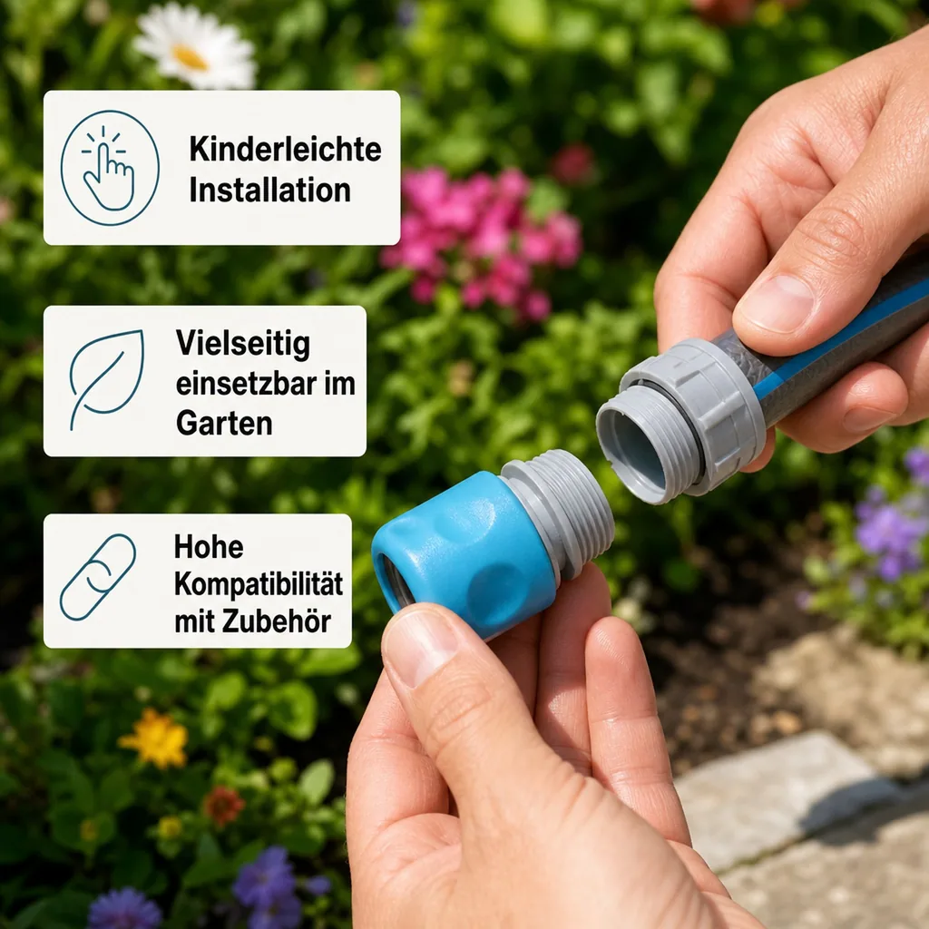 Schnellkupplung 3/4 Zoll, Außengewinde, Gartenschlauch Kupplung, Wasseranschluss