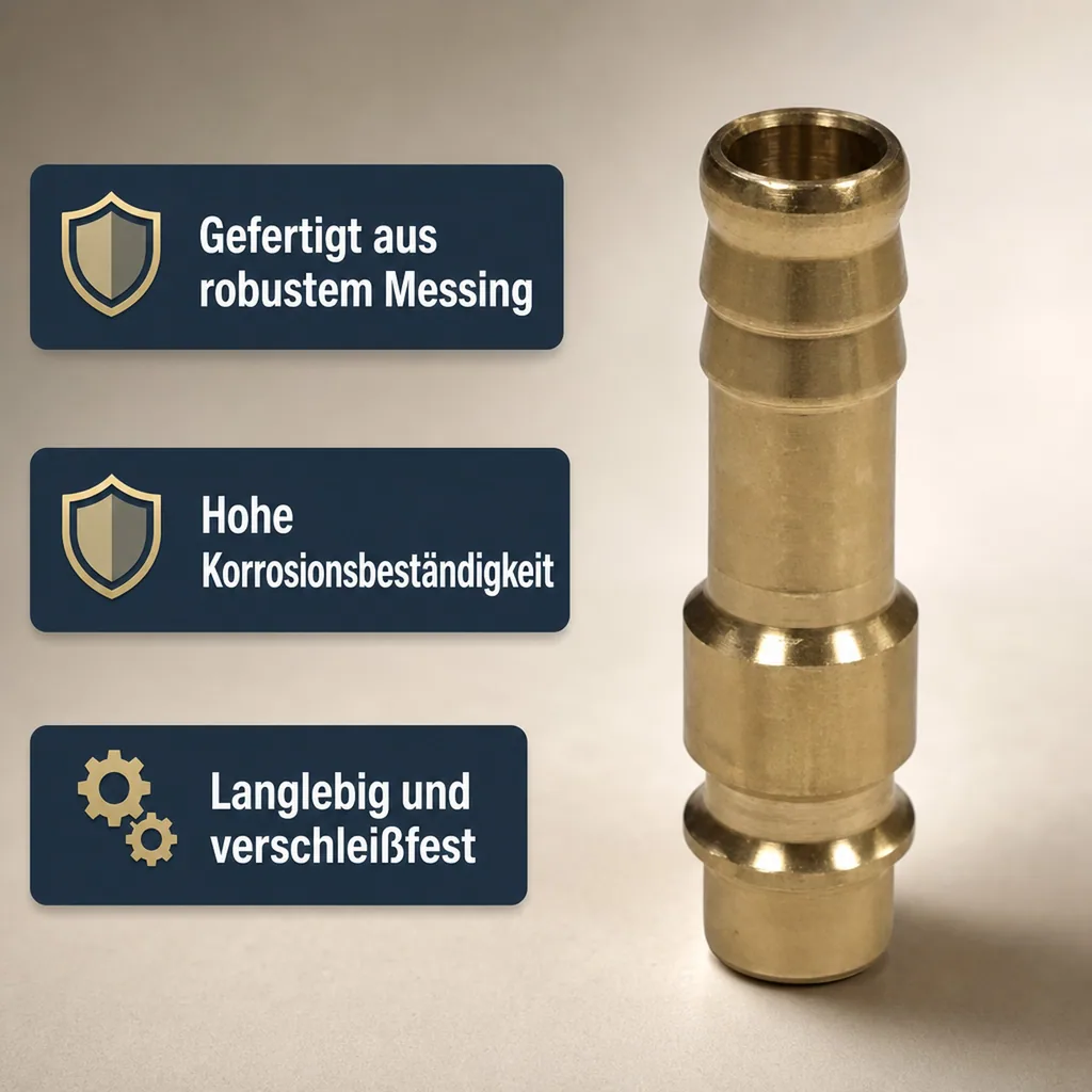 Druckluftkupplung, 9mm Schlauchtülle, Messing, Schnellkupplung