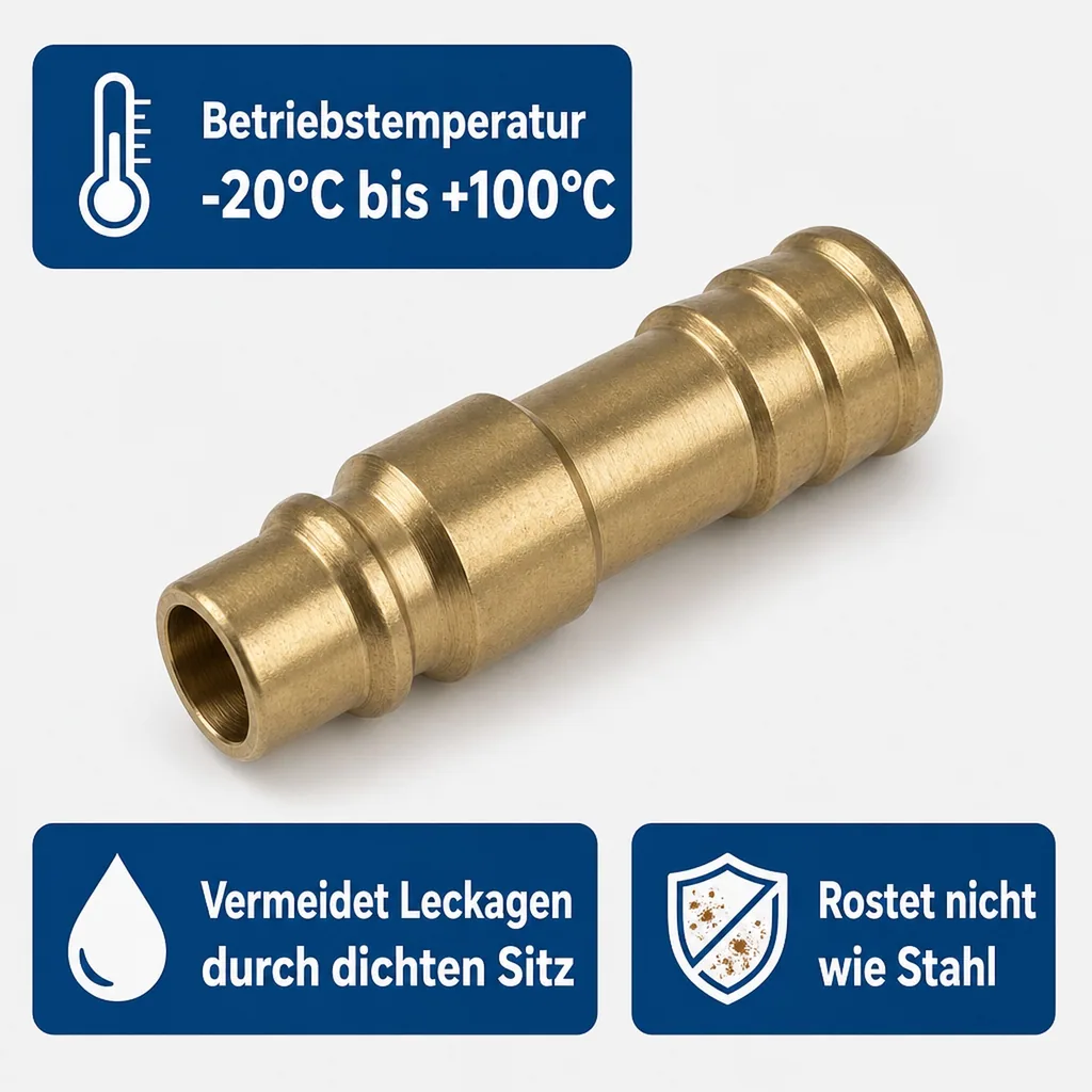 Druckluftkupplung, 9mm Schlauchtülle, Messing, Schnellkupplung