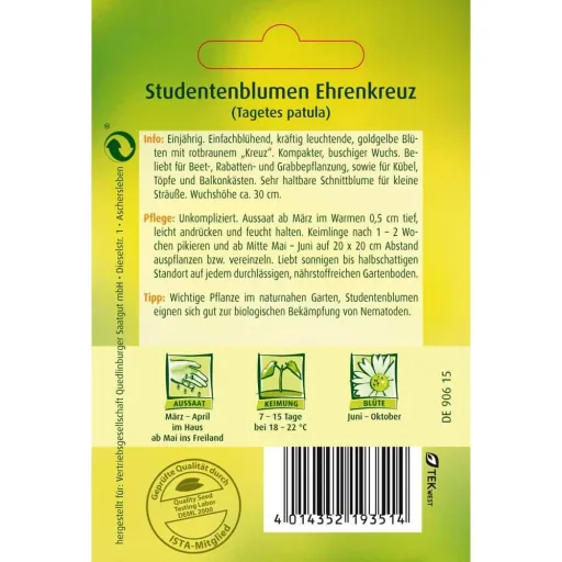 Studentenblume, Ehrenkreuz