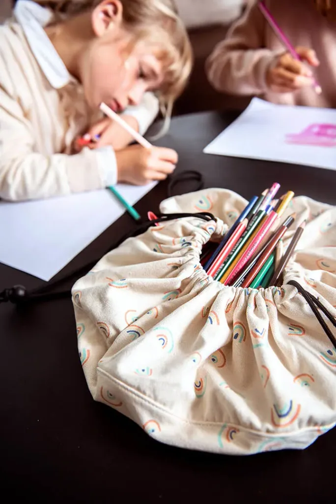 Play&Go Spielzeugsack, Spielzeugkorb, Spielzeug aufbewahrungstasche - Mini, Farbe: Mini-Regenbogen