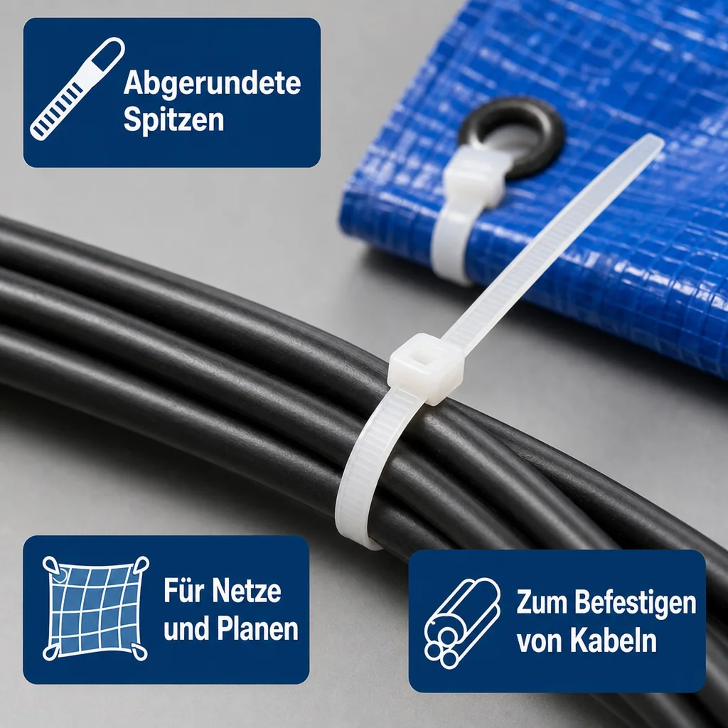 100 Kabelbinder 100x2,5mm Natur (weiss) PA6.6