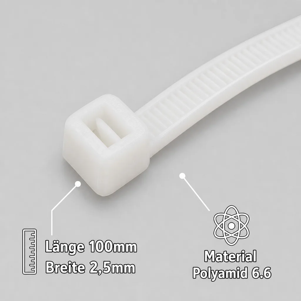 100 Kabelbinder 100x2,5mm Natur (weiss) PA6.6