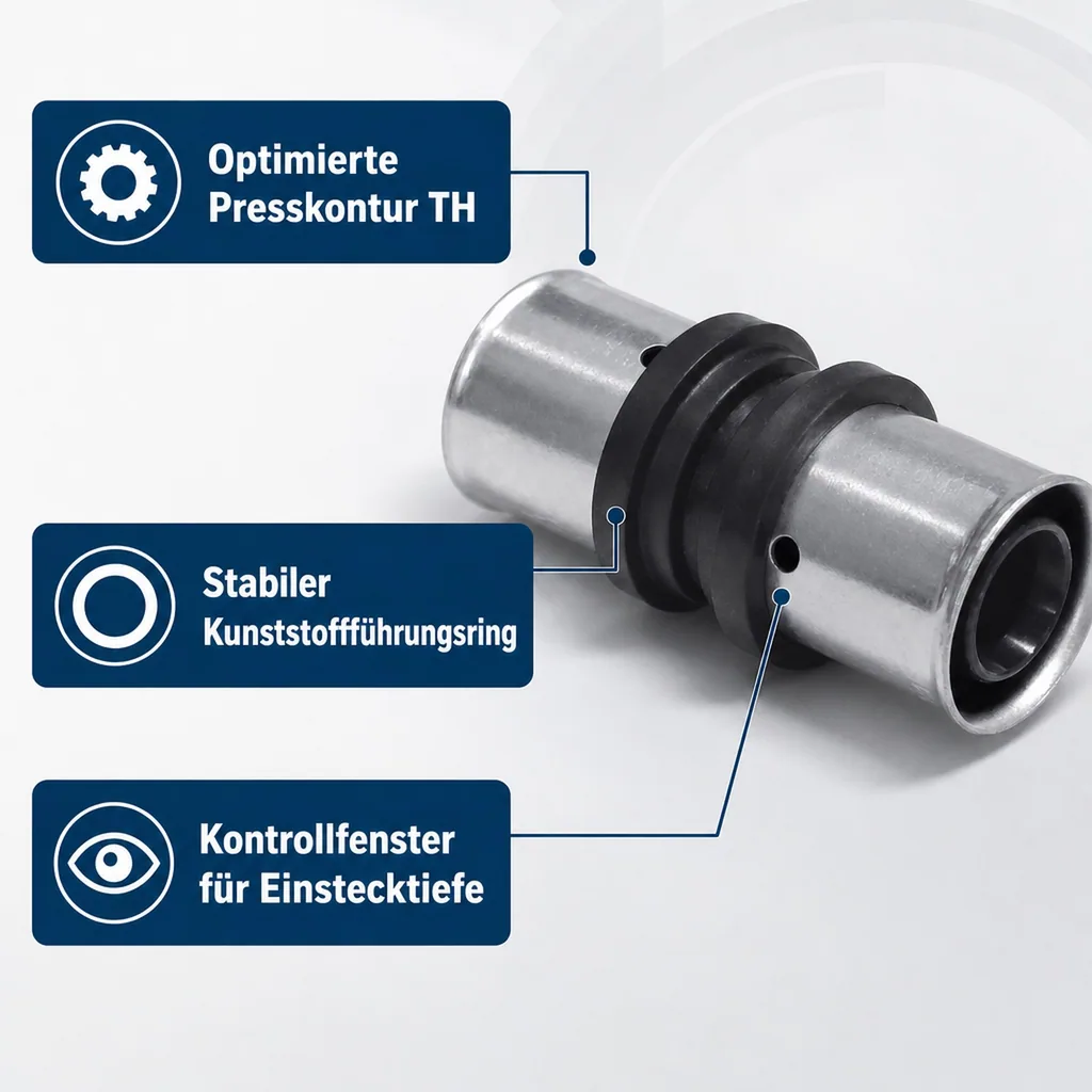 Pressfitting Kupplung, 26x3 mm, PPSU, DVGW zertifiziert