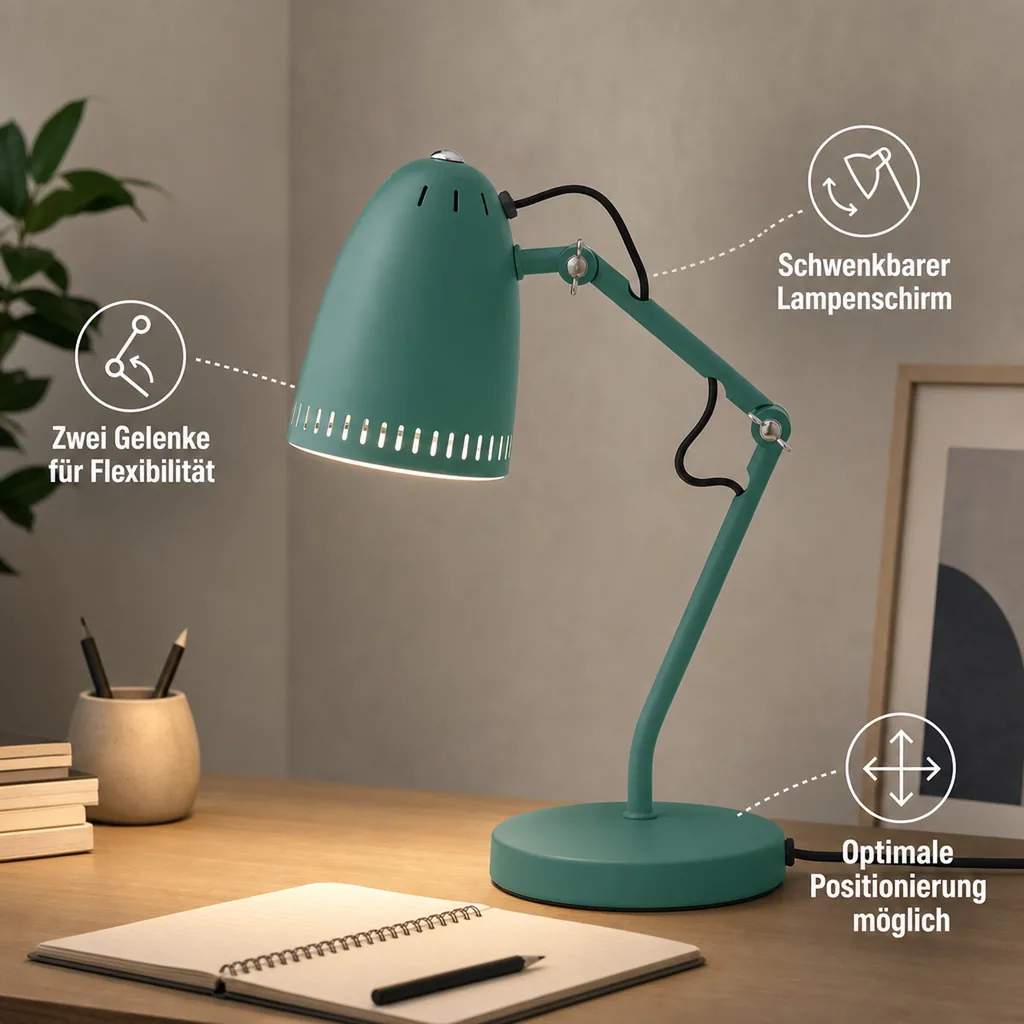 Superliving Schreibtischlampe "Dynamo 345" matt dunkel mint