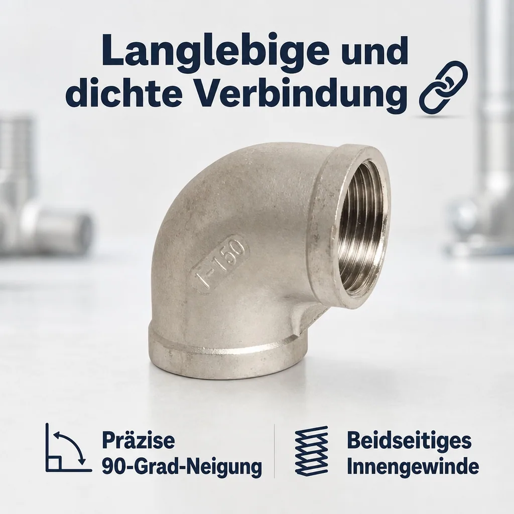 Edelstahl Winkel 90 Grad, Gewindefitting, 3/8 Zoll IG, V4A Winkel