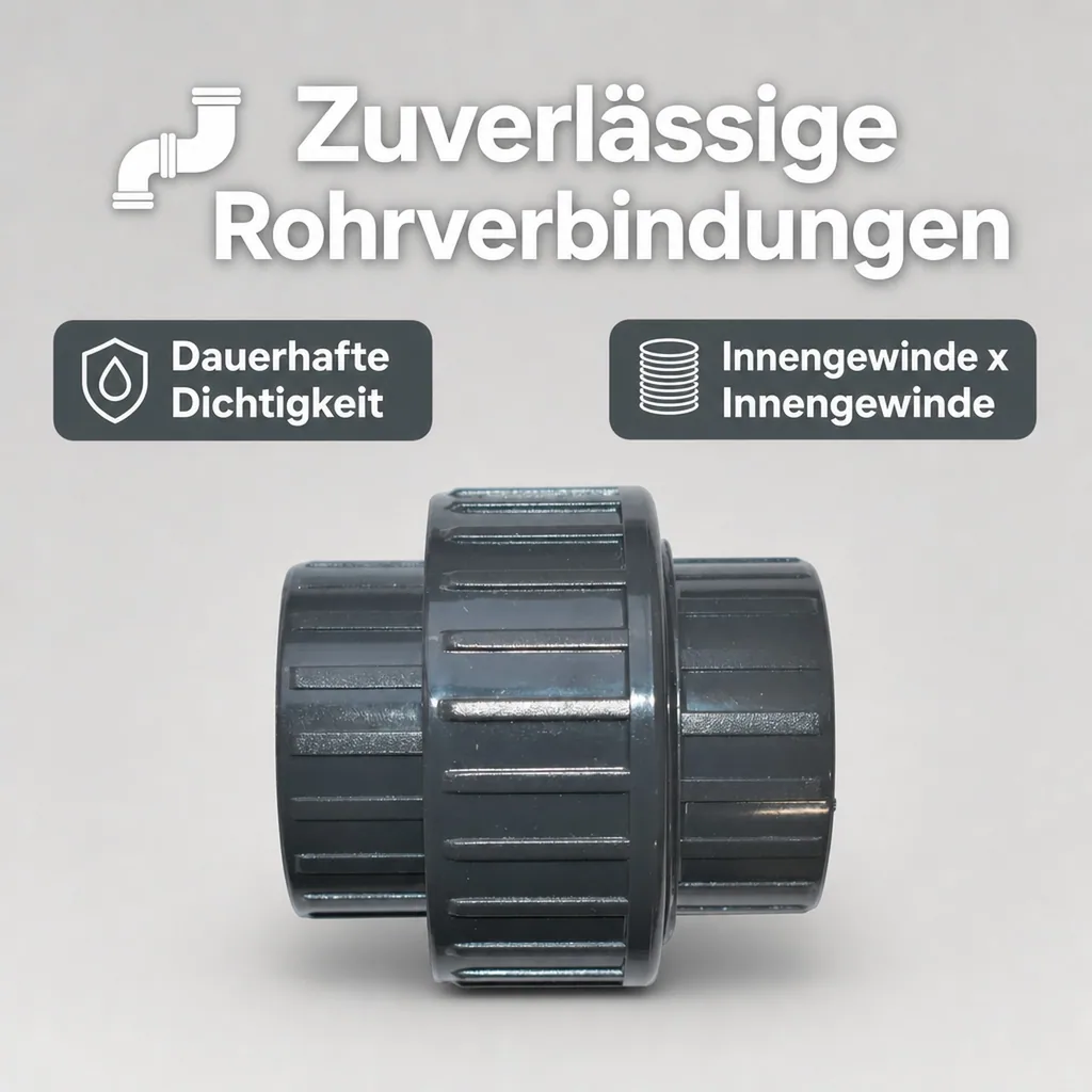 PVC Verschraubung 1 1/2 Zoll, IG x IG