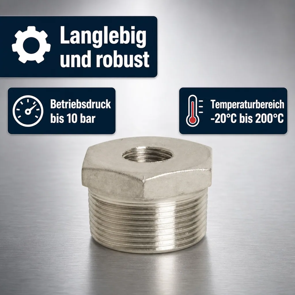 Gewindefitting Edelstahl Reduzierstück 3/4" AG x 1/2" IG
